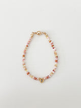 Pink Volcano Beads Initials Bracelet