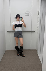 ピンストライプ ショート スラックス