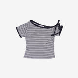 ミズオフショルダーシングルブレステッドTシャツ