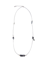 Blue mother of pearl mini robot rope necklace