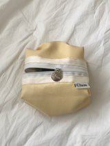 Clam round pouch _ Leather lemon cream
