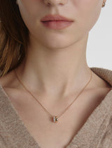 26SS★ Champagne Full Moon Silver Duo Shine Necklace S