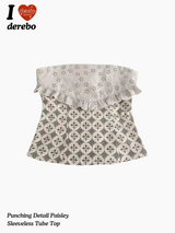 Punching Detail Paisley Sleeveless Tube Top