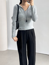 Lucen Strap Pintuck Semi-Wide Slacks Pants