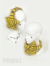 Handmade Crochet Star Ear Muffs in Banana Latte Color （Yellow & Warm Latte Brown）