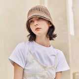 VA Top Button Knit Crochet Bucket Hat / Brown