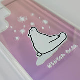 Jelly Hard Phone Case - winter Bear ( Purple Pink )