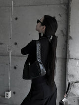 studded shoulder shark bag