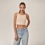 Tiam Crop Bra Top Beige