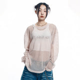 カットオフネットニット- BEIGE