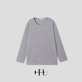[HFORUS MADE]Forus ニットプリーツUネックロングスリーブス イン メランジ
