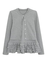 Gray Under Frill Layered Cardigan Top