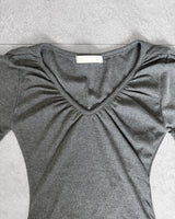 SUGAR SHIRRING SLIM SHORT SLEEVE T-SHIRT