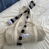 [MADE] Étang ニットスカーフ | アンゴラストライプ_ グレー&ブラック