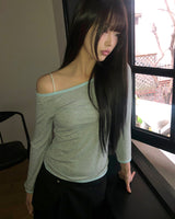 Patin Boat Neck 7-Sleeve Color-Blocked T-Shirt