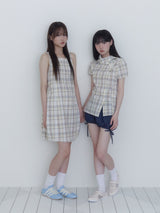 バルーンチェックドレス (イエロー)