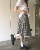 Kiro Checkered Cancan Banding Midi Skirt