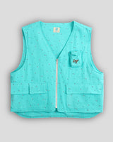 Flower Walk Zip-Up vest Mint