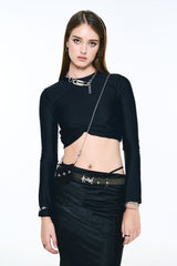 NO.629 [BURNISH] SPIKY LEATHER CARD WALLET CROSS NECKLACE