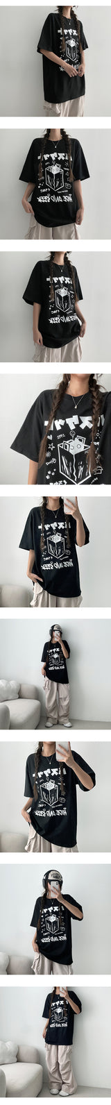 デュデットハイドアンドシークキャット半袖Tシャツ (2 colors)