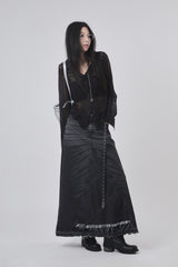 Raw cut sand denim long skirt