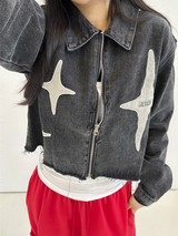 バックスターポイントダメージダークブルーデニムジャケット🖤