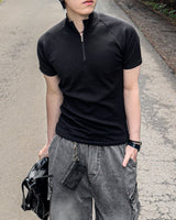 Jevin Muscle Fit Half Zip-Up Short Sleeve