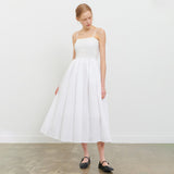 CAP SLEEVELESS SHIRRING LAYERED ONE PIECE WHITE