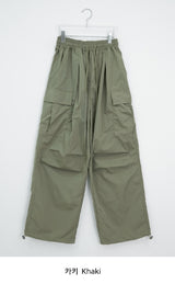 [unisex] Bene Nylon Cargo Parachute Banding Wide Pants