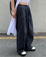Dart denim wide pants