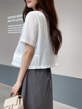 Koren V-neck Linen Short Sleeve Jacket