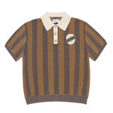 25SS COLLAR POINT STRIPE SHORT SLEEVE KNIT BROWN