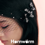 Black butterfly mesh hair clip