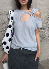 TWIST HOLE HALF TEE (4color)