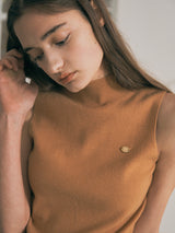 SLEEVELESS HIGH NECK KNIT BEIGE