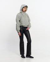 Neck Shirring Hooded Windbreaker _ GREY