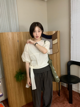 Boatneck tie blouse