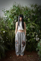 PAISLEY EMB. H-T SWEAT PANTS (Gray)