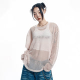 カットオフネットニット- BEIGE
