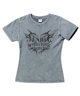 トライバル ハート VH ウォッシュド スリムフィット Tシャツ