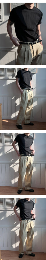 [MUSCLE FIT] バックラインセミクロップTシャツ(5color)