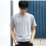 スラブヘンリーネッククロップTシャツ メランジ