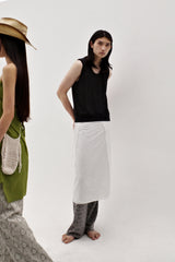 Linen oval neck knit, Black