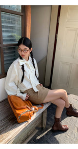 strap satin striped blouse