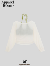 ルーズフィットオフショルダーレイヤードセットロングスリーブTシャツ