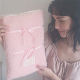 Fur RIbbon notebook pouch_pink