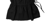 Poly Lace Ribbon Short Sleeve Blouse One Piece