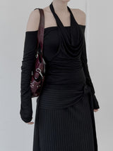 Drape Cowl Neck Halter Off-Shoulder