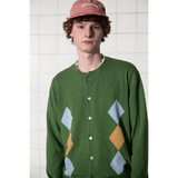 ARGYLE STRIPE CARDIGAN / GREEN