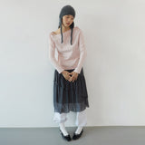 Mesh ruffle skirt_dark gray